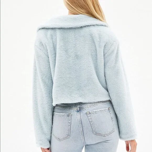 Kendall & Kylie Cropped Faux Fur Jacket Size Large C25